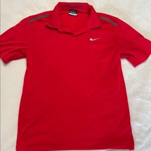 Nike Men's Red Polo Shirt- Golf Dri Fit
